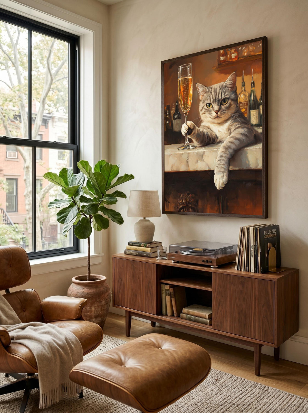 Champagne Cat Art Framed Canvas — view 14 of 19