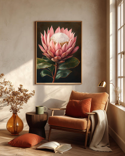 Oil-painting style flower print on cotton canvas, made to order in seven sizes
