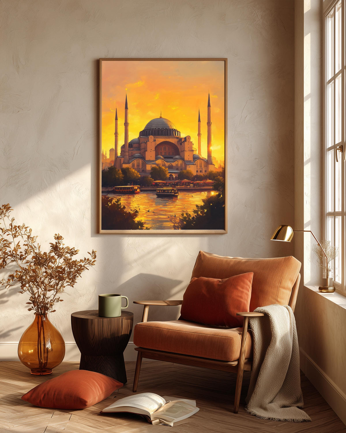Oil-painting style view of Turkey's great domed landmark, made to order framed canvas