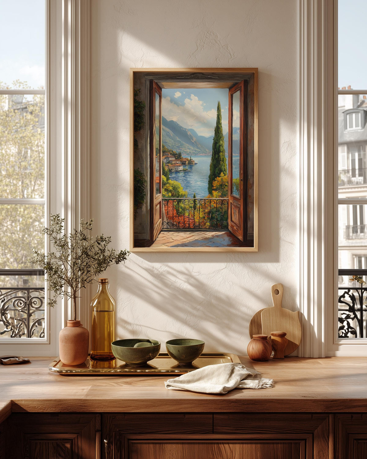 Lake Como canvas print on cotton canvas, framed in solid wood and ready to hang
