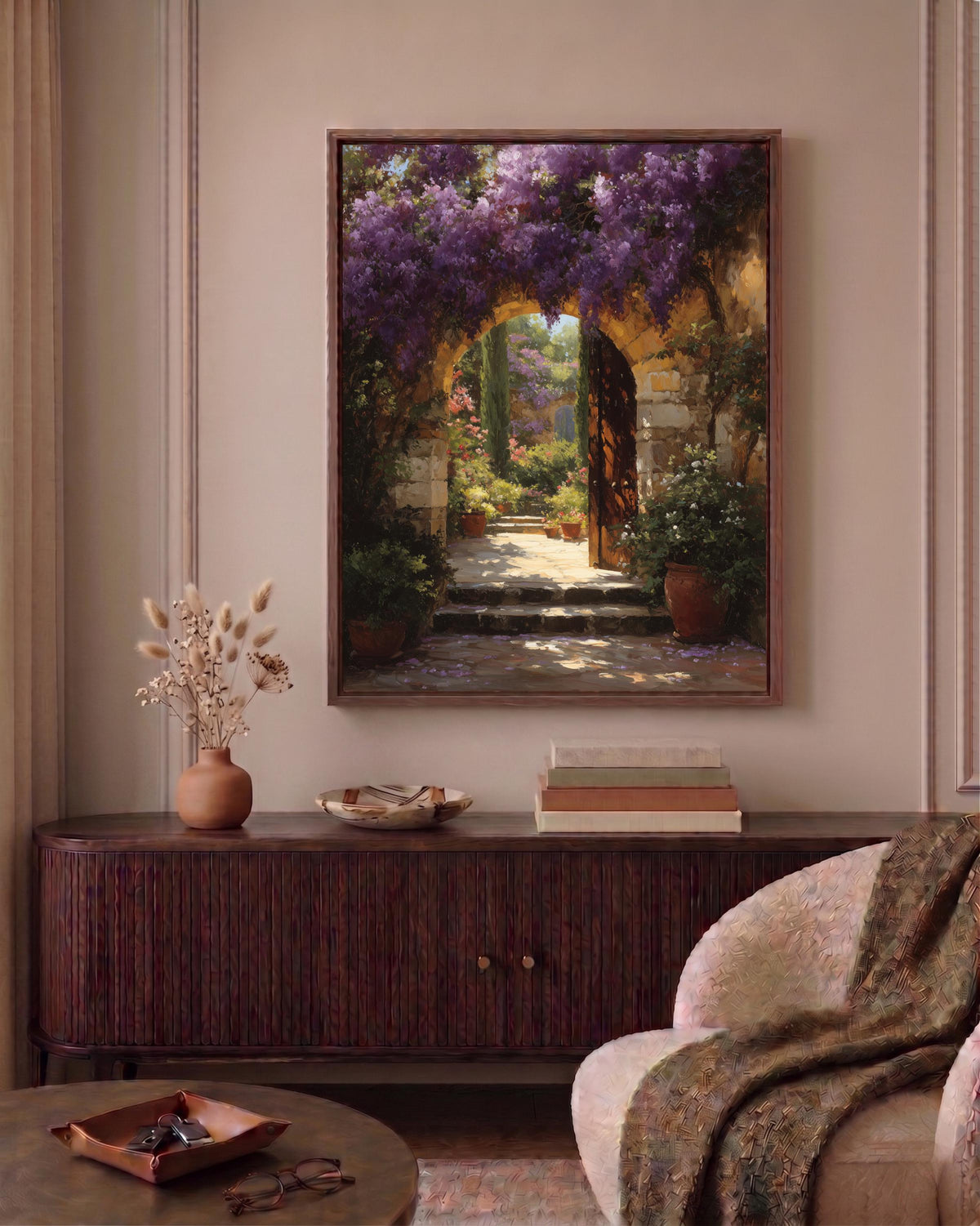 Wisteria framed canvas hand-framed in solid wood, ready to hang out of the box