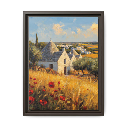 Puglia wall art framed canvas print in an espresso wood frame