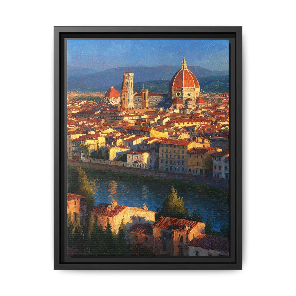 Florence wall art framed canvas print in a black wood frame