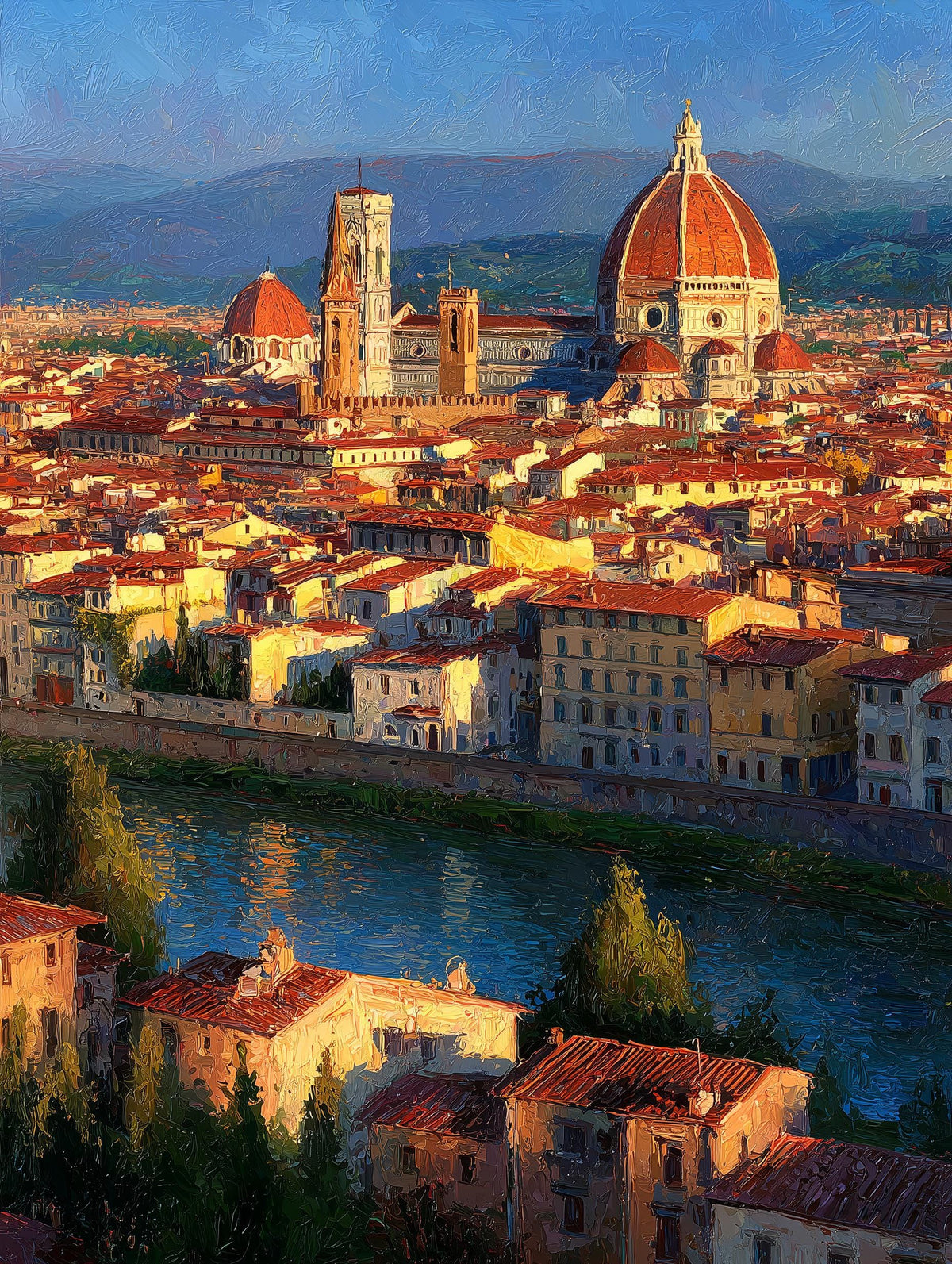 Painterly Tuscany canvas print of Florence seen from Piazzale Michelangelo