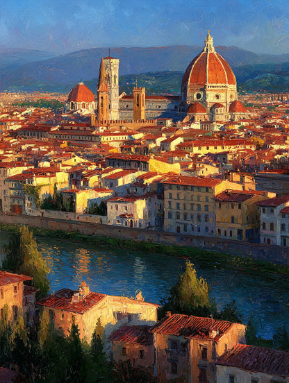 Painterly Tuscany canvas print of Florence seen from Piazzale Michelangelo