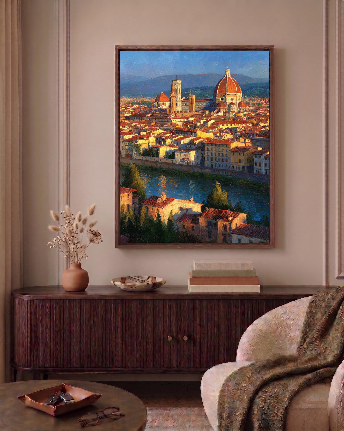 Florence Duomo framed canvas printed on cotton and hand-framed in solid wood