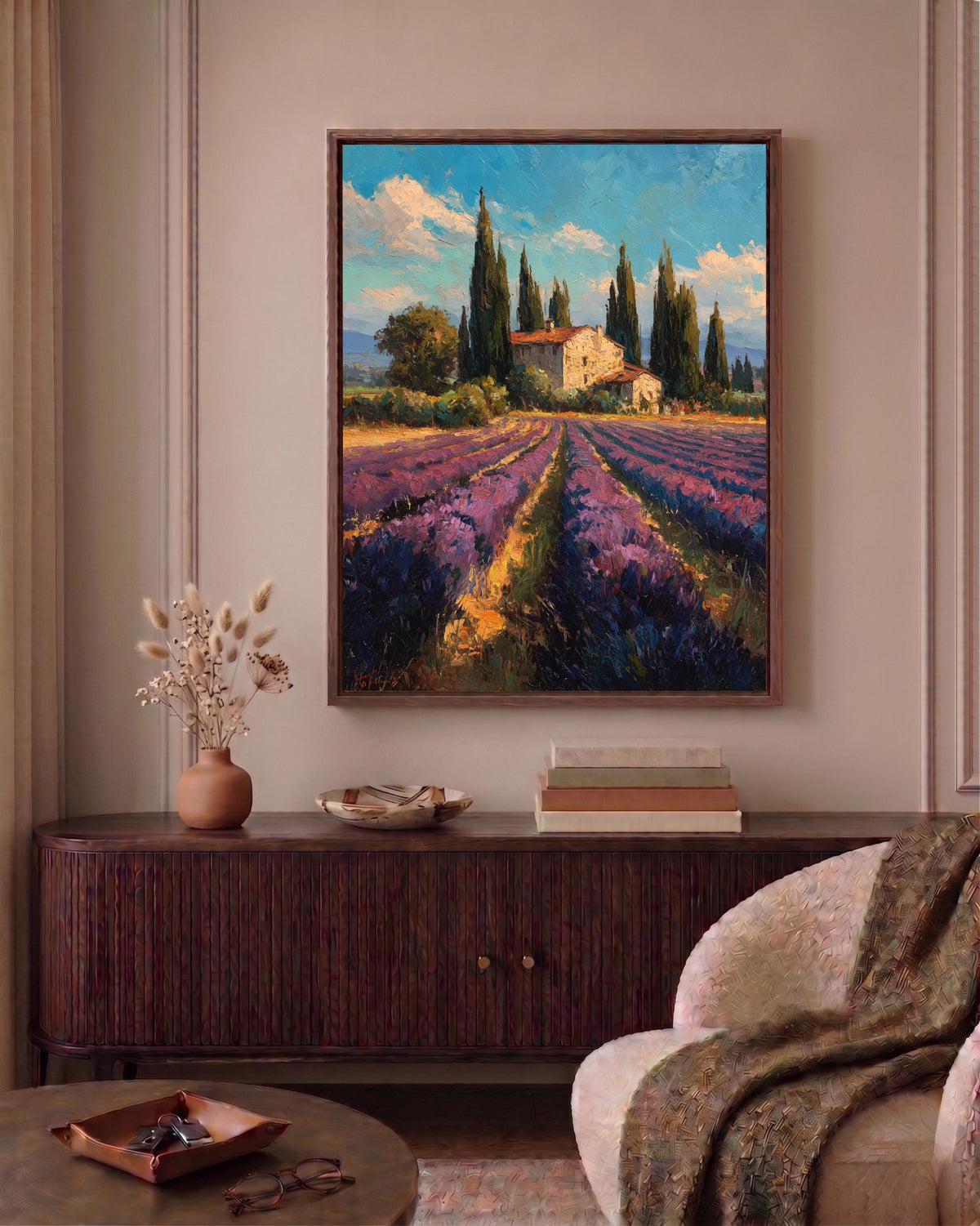 Provence lavender canvas print on cotton canvas, framed in solid wood and ready to hang