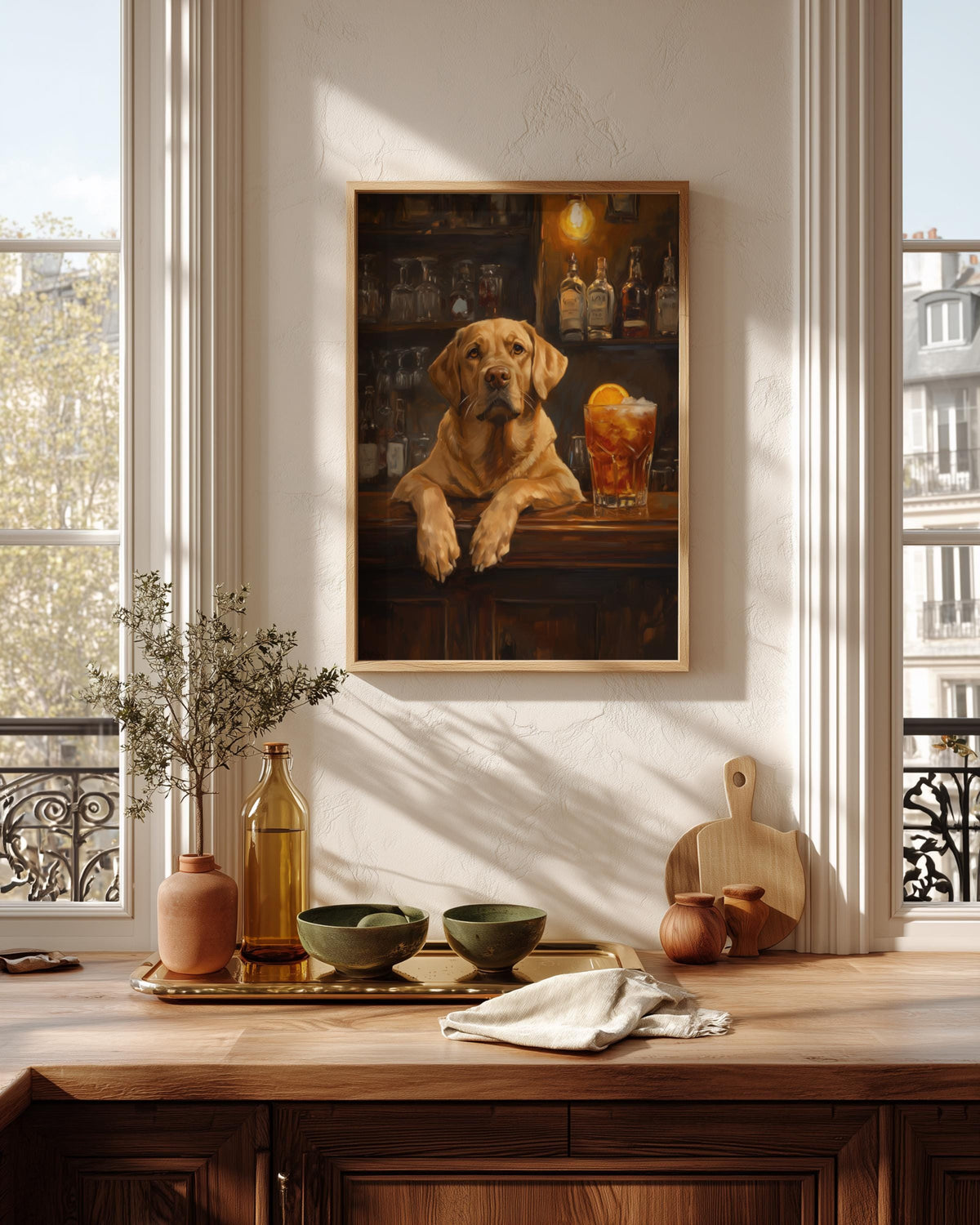 Labrador canvas print on cotton canvas, hand-framed in solid wood and made to order