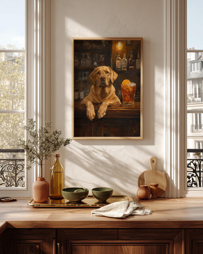 Labrador canvas print on cotton canvas, hand-framed in solid wood and made to order