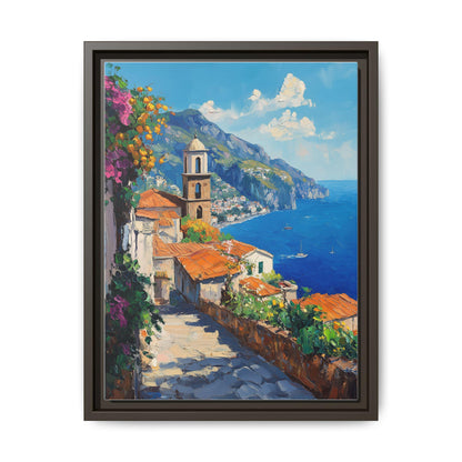 Ravello wall art framed canvas print in an espresso wood frame