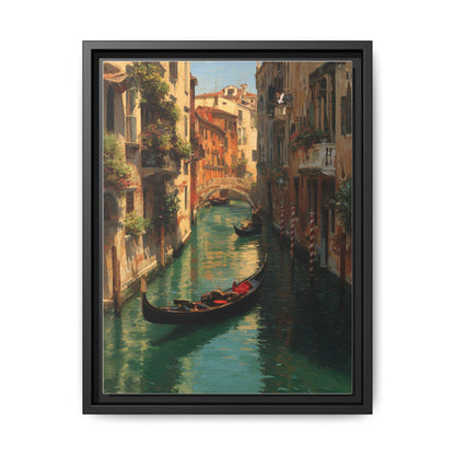 Venice wall art framed canvas print in a black wood frame