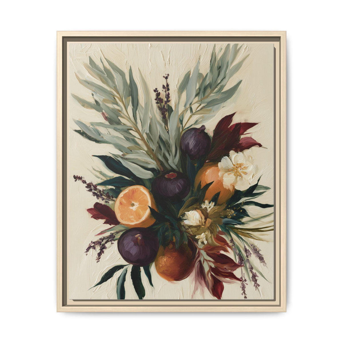 William Morris wall art framed canvas print in a natural wood frame