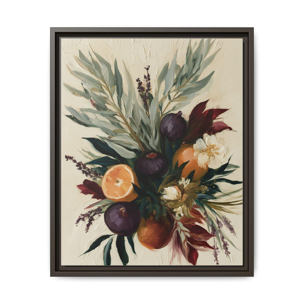 William Morris wall art framed canvas print in an espresso wood frame
