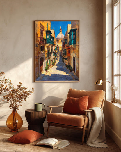 Oil-painting style Malta art on cotton canvas, made to order in seven sizes