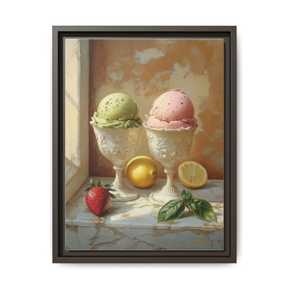 Gelato wall art framed canvas print in an espresso wood frame