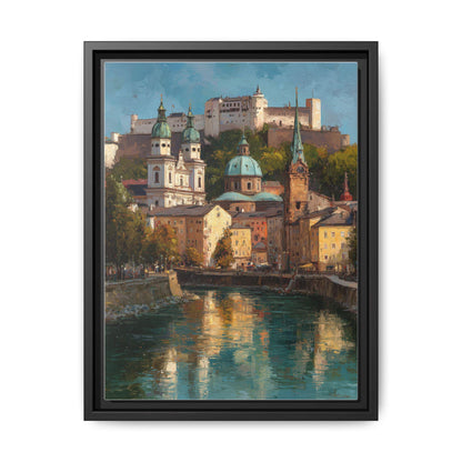 Salzburg wall art framed canvas print in a black wood frame