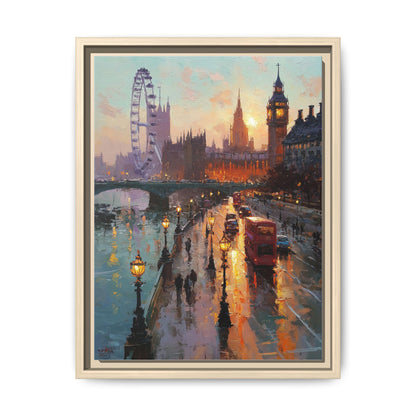 Big Ben wall art framed canvas print in a natural wood frame