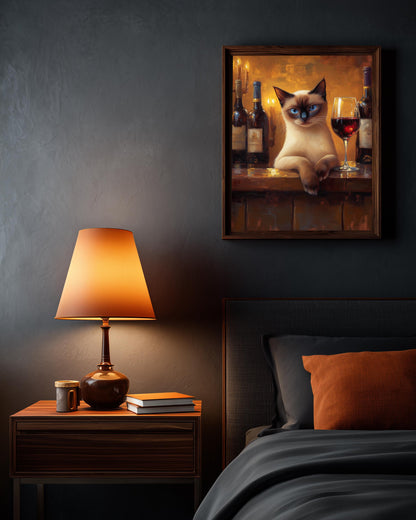Siamese Cat Wine Art — view 13 of 20