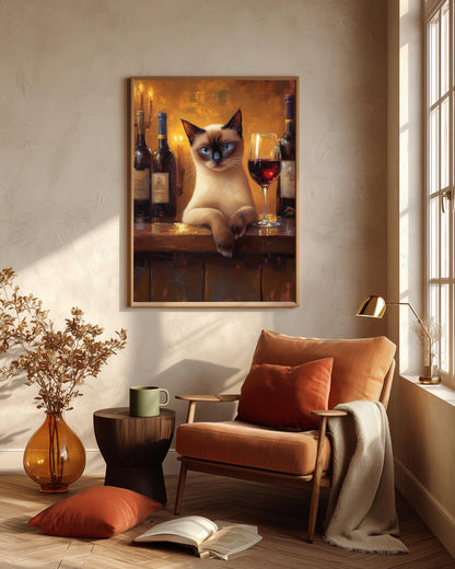Siamese Cat Wine Art — view 5 of 20