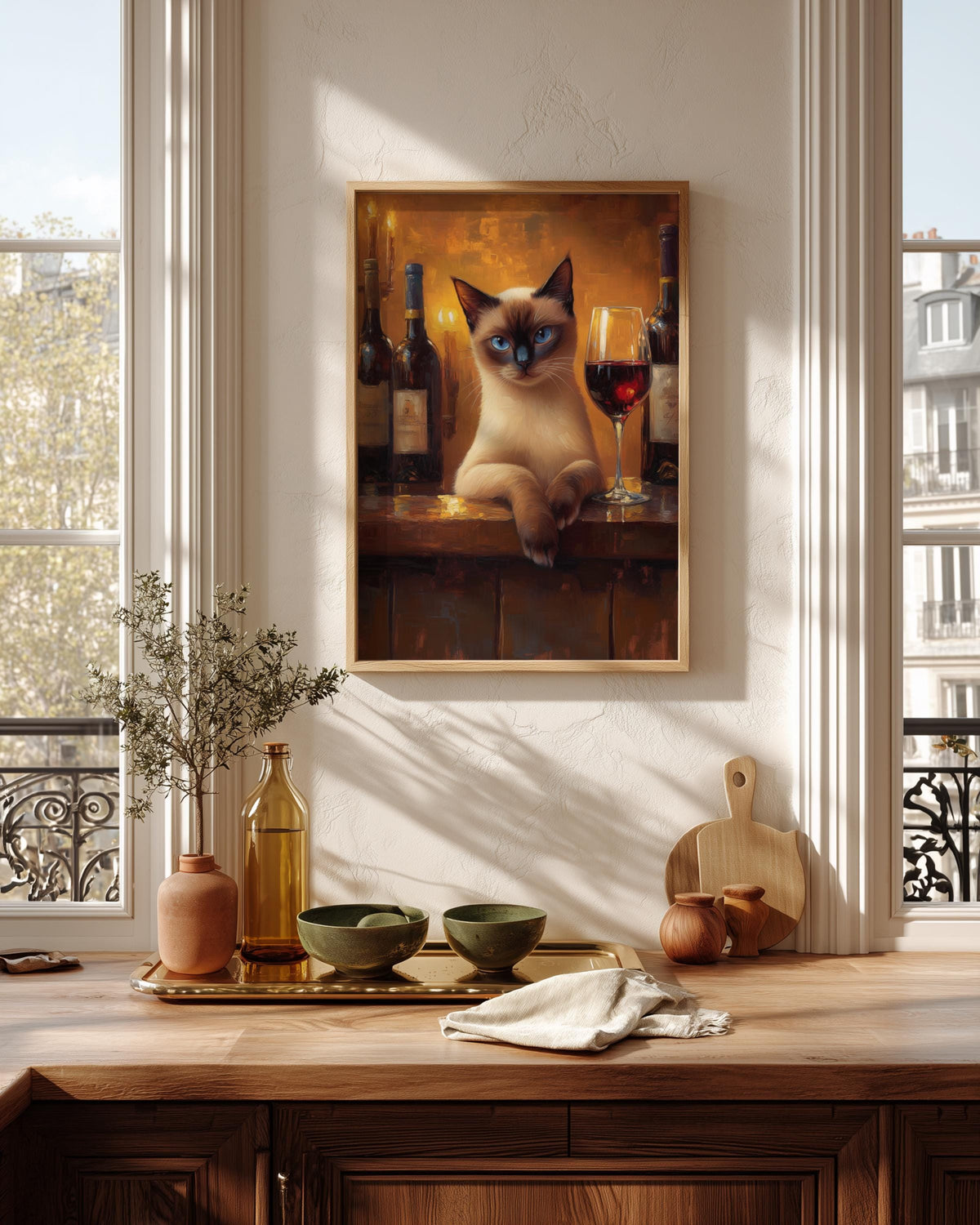 Oil-painting style Siamese art on cotton canvas, made to order in seven sizes