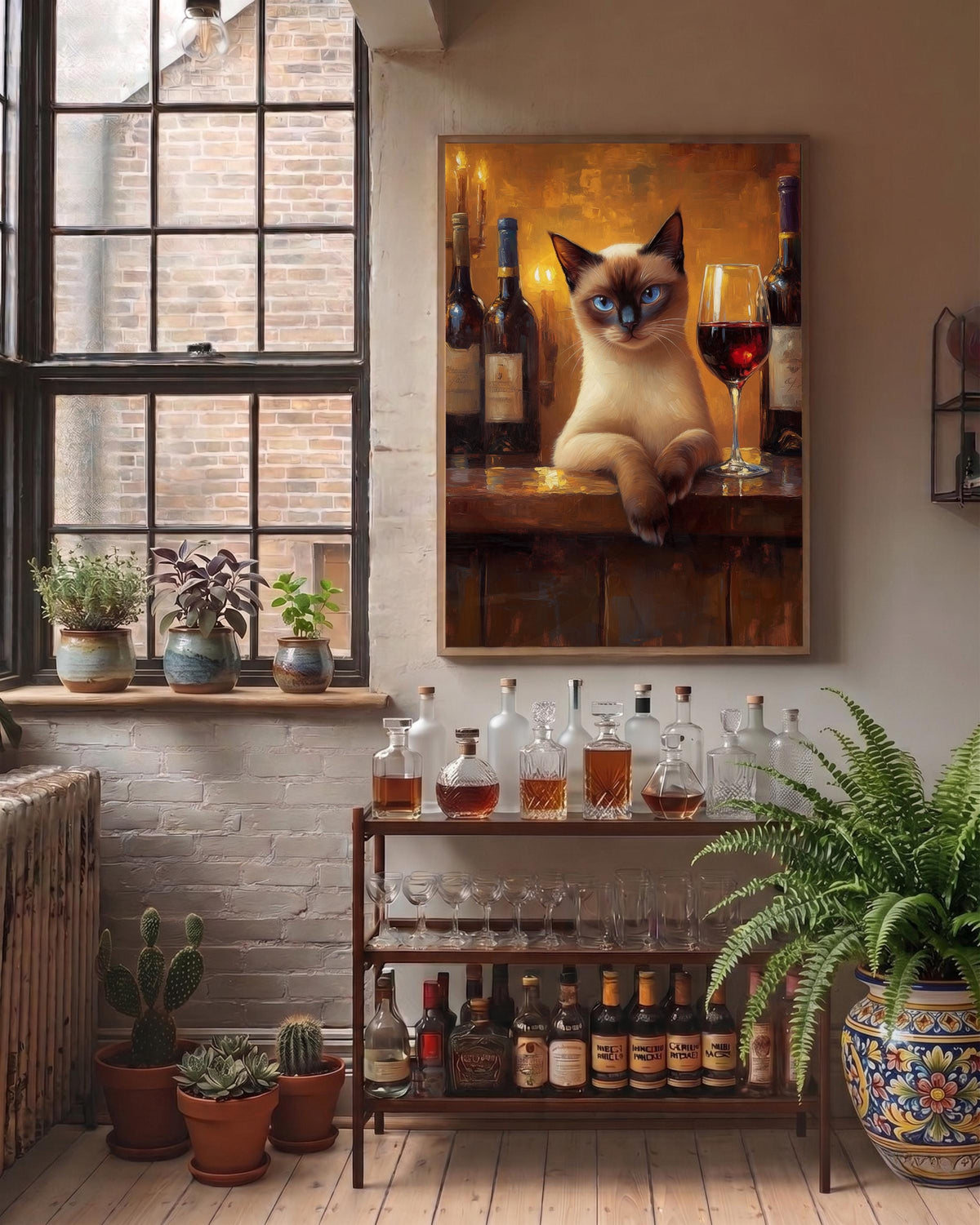 Siamese Cat Wine Art — view 9 of 20