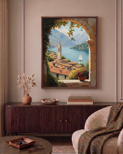 Lake Garda canvas print on cotton canvas, hand-framed in solid wood and ready to hang