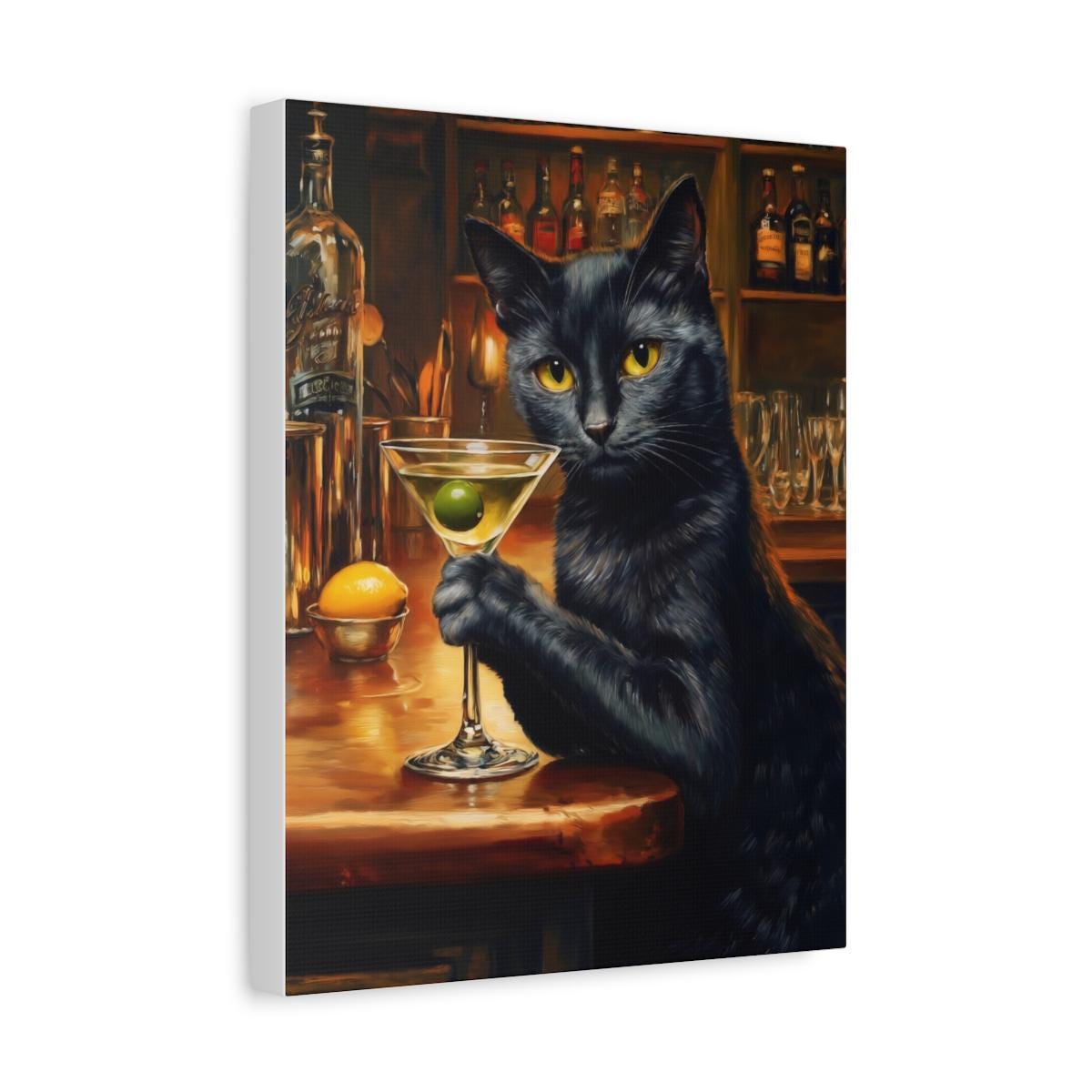 Black Cat Martini Framed Canvas — view 20 of 20