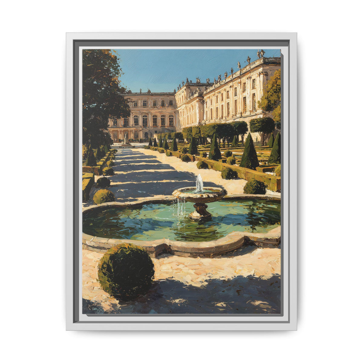 Versailles wall art framed canvas print in a white wood frame