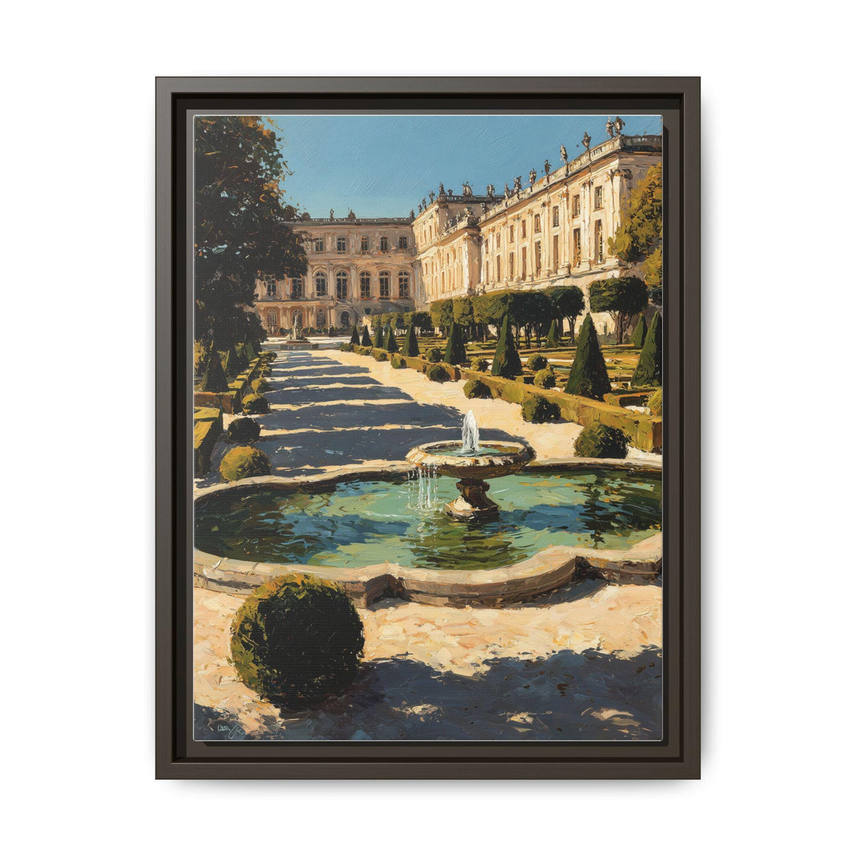 Versailles wall art framed canvas print in an espresso wood frame