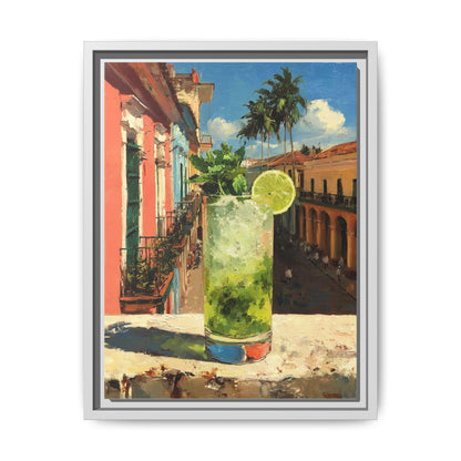 Mojito wall art framed canvas print in a white wood frame