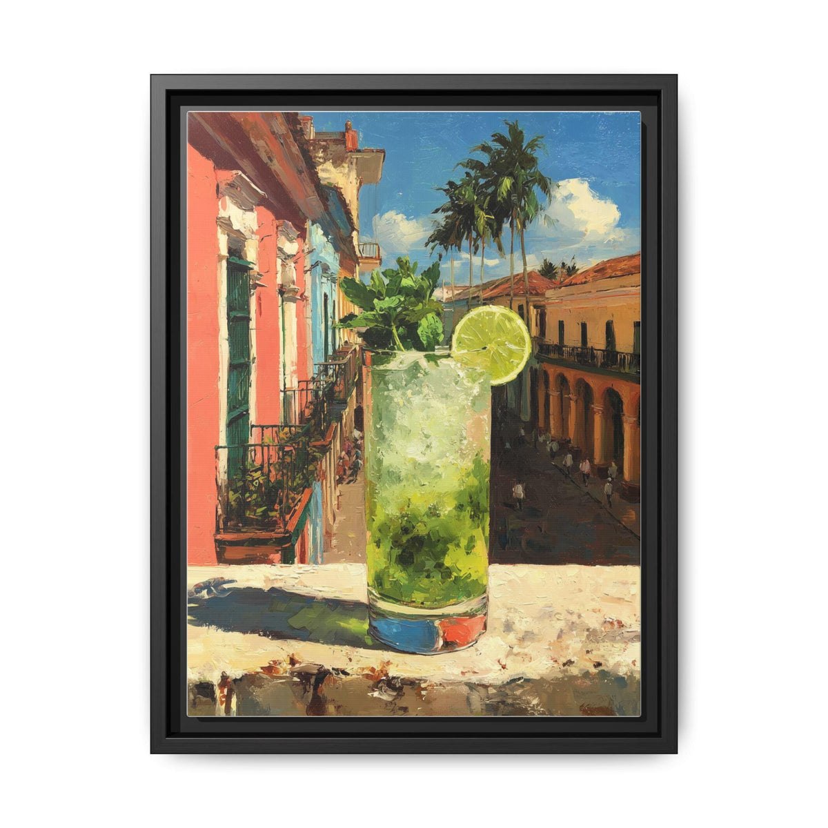 Mojito wall art framed canvas print in a black wood frame