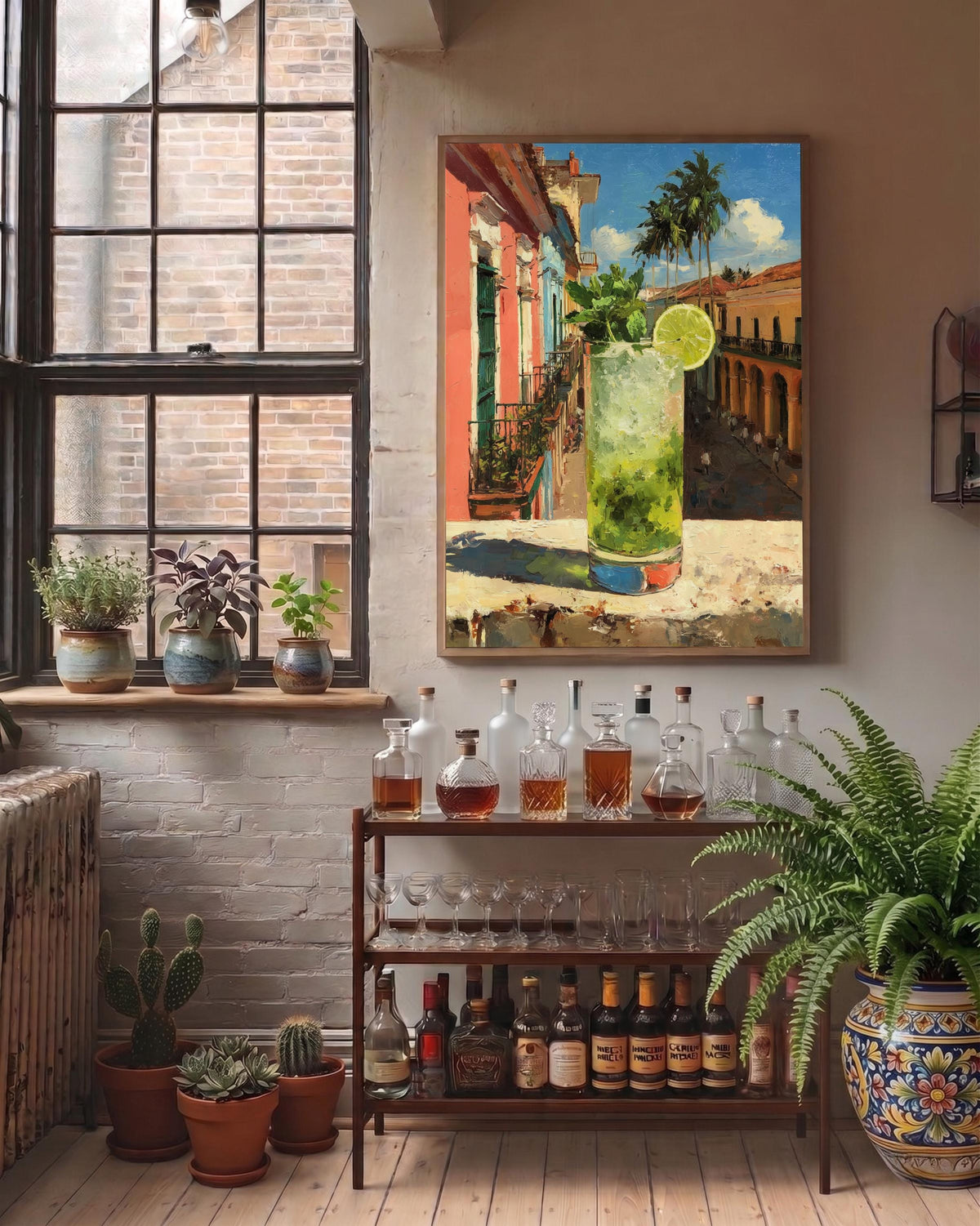 Mojito canvas print on cotton canvas, hand-framed in solid wood and ready to hang