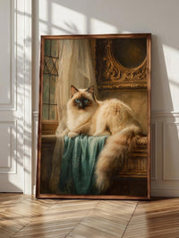 Ragdoll cat wall art: a plush-coated Ragdoll rendered in warm painterly light