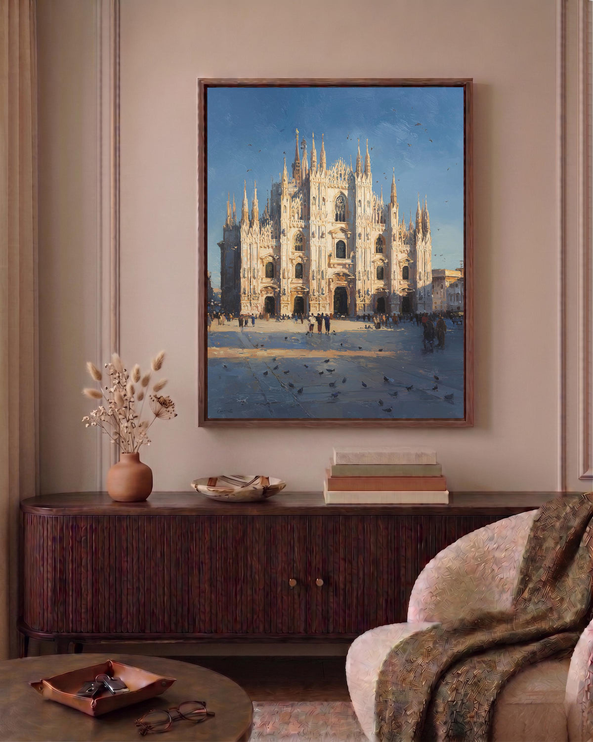 Milan canvas print on cotton canvas, hand-framed in solid wood and ready to hang