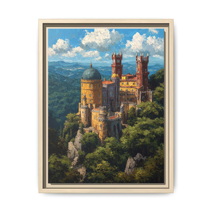 Sintra wall art framed canvas print in a natural wood frame