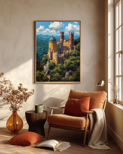 Oil-painting style Pena Palace art on cotton canvas, made to order in seven sizes