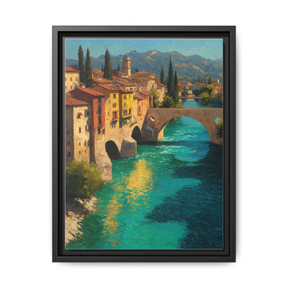 Verona wall art framed canvas print in a black wood frame