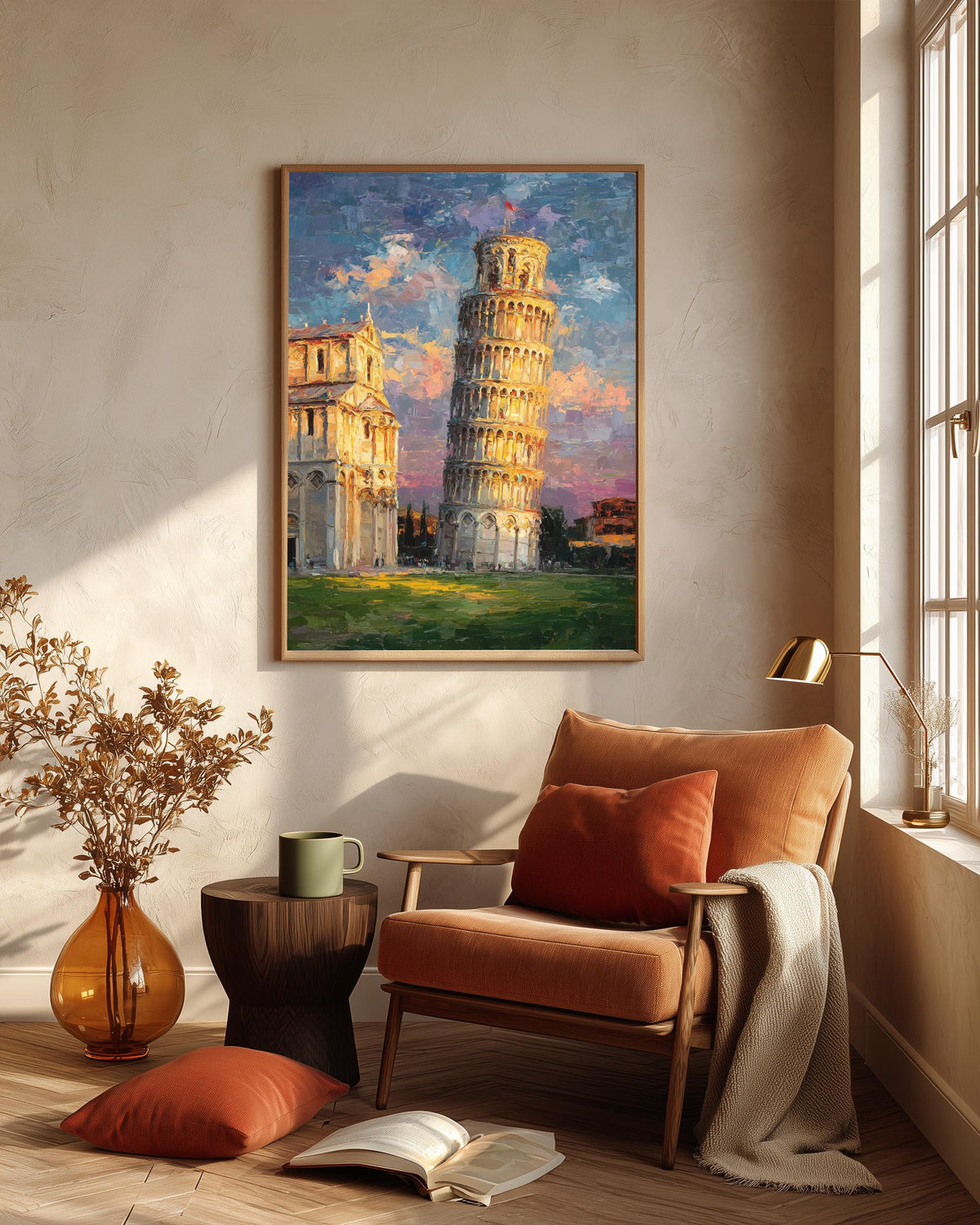Oil-painting style Tuscan print on cotton canvas, ready to hang out of the box