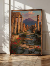 Pompeii wall art: limestone columns rising from the ancient Roman Forum
