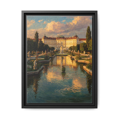 Vienna wall art framed canvas print in a black wood frame