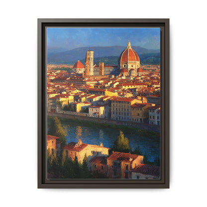 Florence wall art framed canvas print in an espresso wood frame