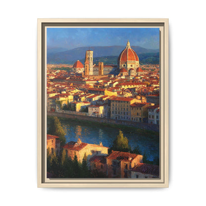 Florence wall art framed canvas print in a natural wood frame