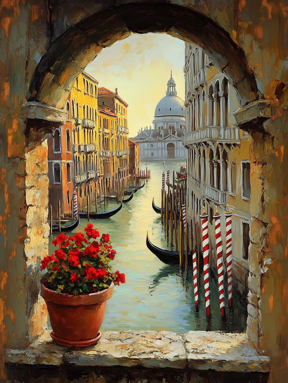 Italy canvas print of Venetian facades reflected in still canal water