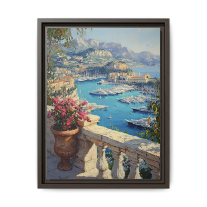 Monaco wall art framed canvas print in an espresso wood frame