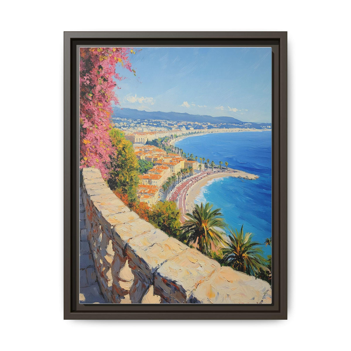 Nice wall art framed canvas print in an espresso wood frame