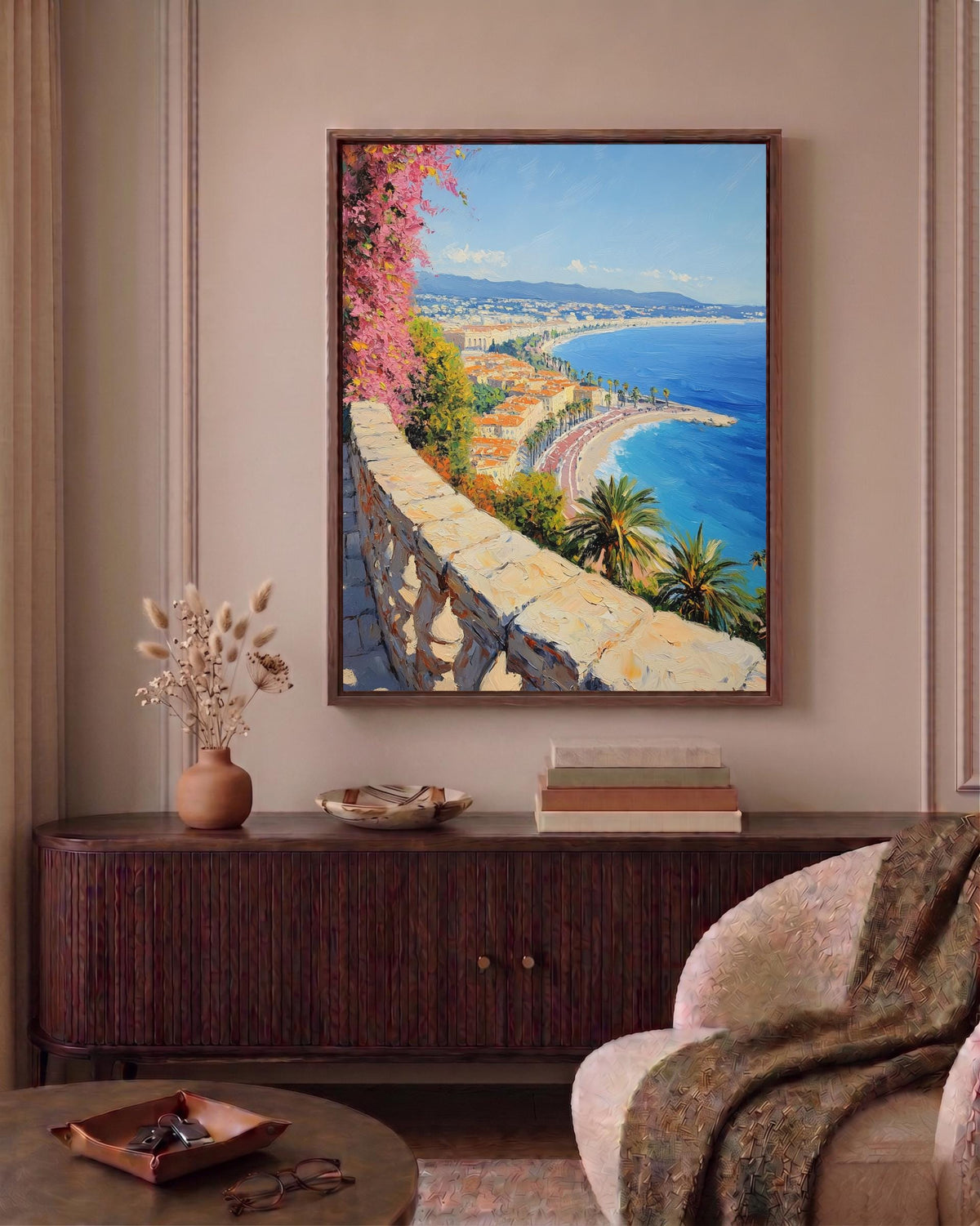 Nice France framed canvas art hand-framed in solid wood, made to order