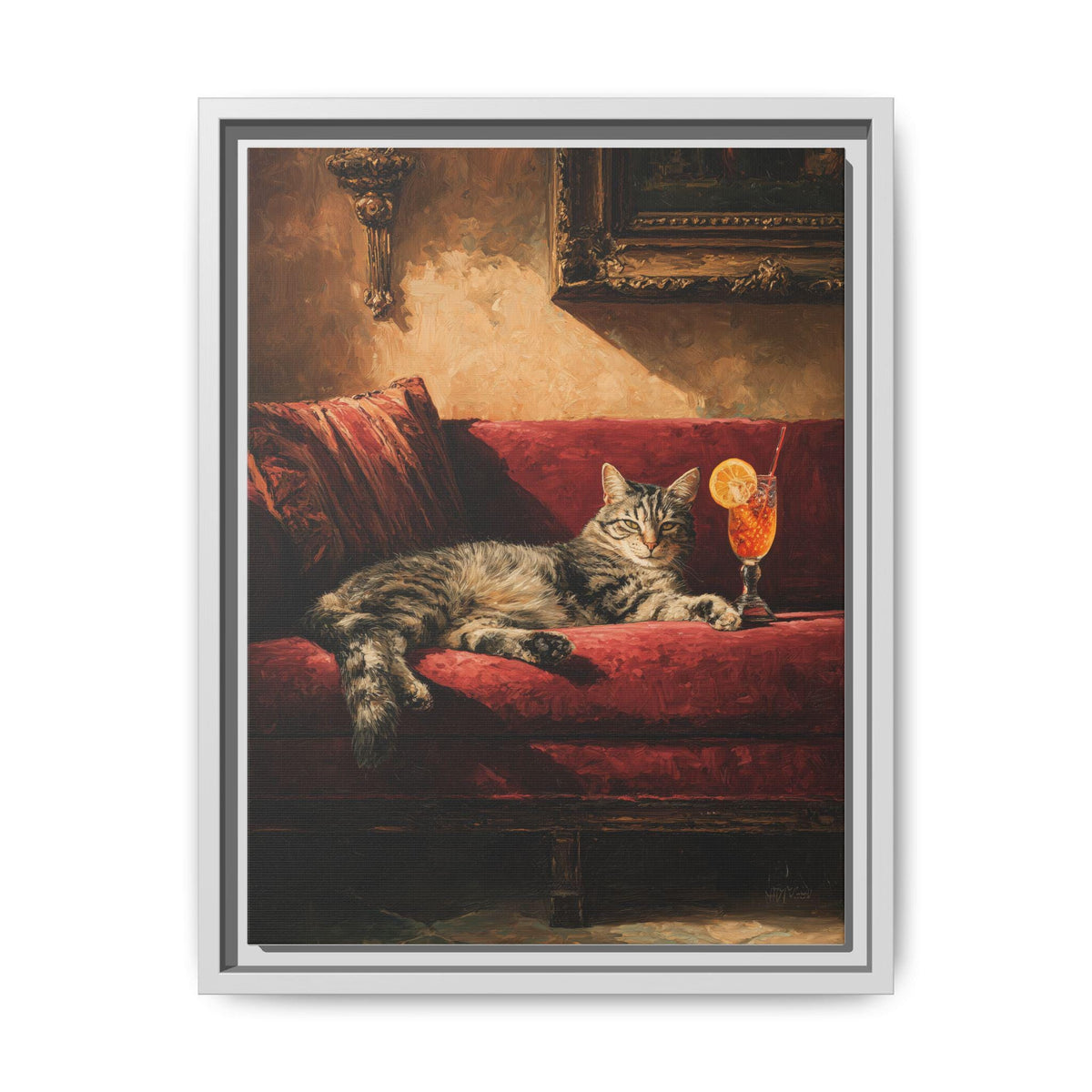 Spritz wall art framed canvas print in a white wood frame