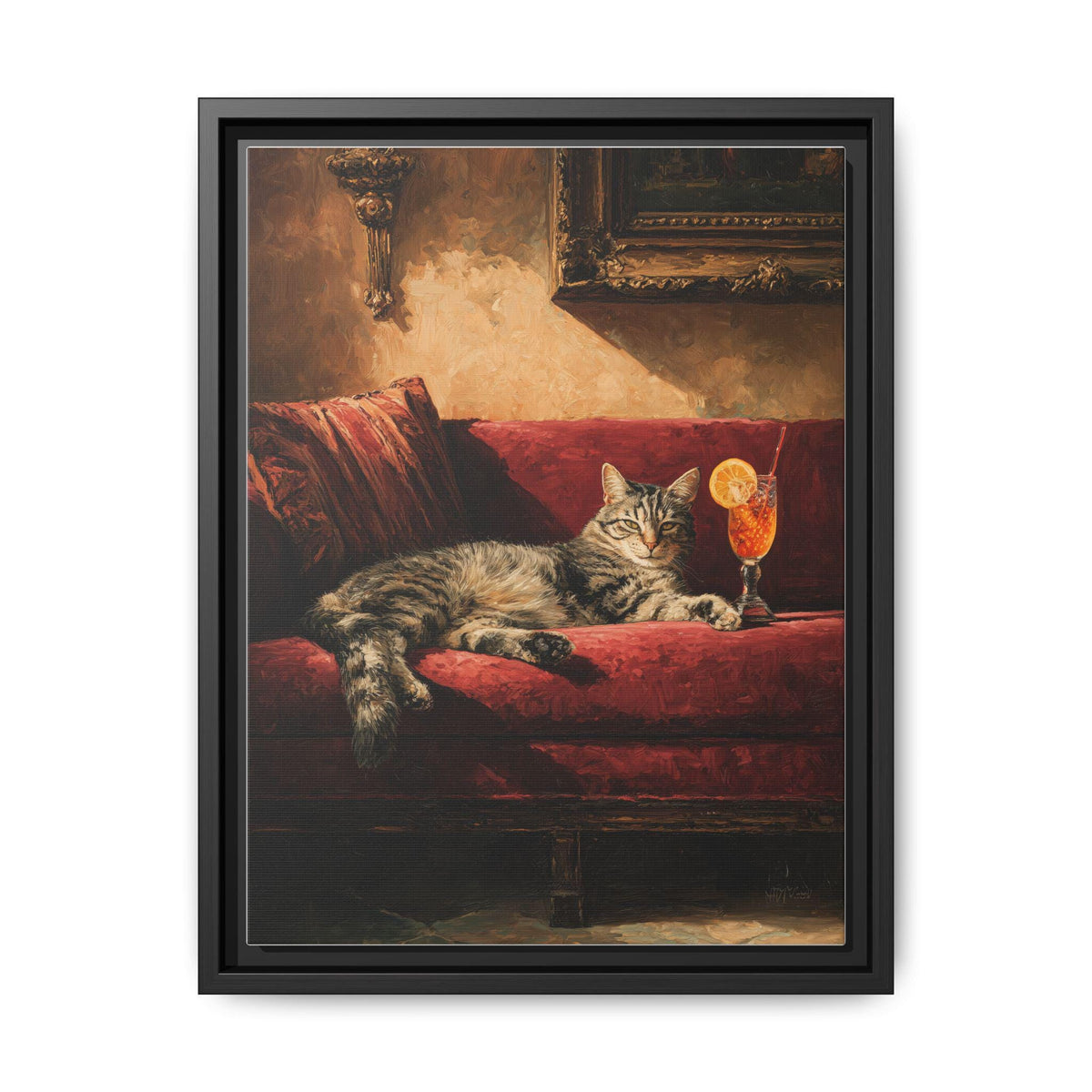Spritz wall art framed canvas print in a black wood frame