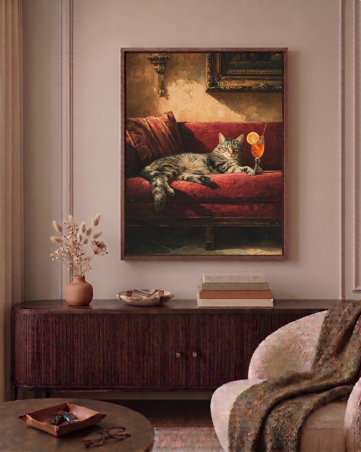 Aperitivo framed canvas art set in a solid wood frame, ready to hang