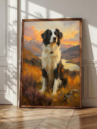 Border Collie wall art: an antique-style portrait holding that famously focused eye